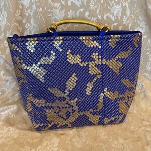 Blue and Gold Pattern Tote Bag